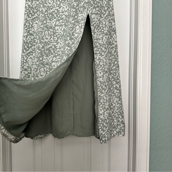 Abercrombie & Fitch Green Floral Midi Dress Feminine Coquette Milkmaid Size‎ MT - Picture 5 of 11